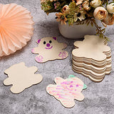 36 Pieces Wooden Bear Cutouts Crafts Unfinished Wood Bear Shapes Small Bear Wood Slices for Baby Shower Kids Birthday Party Decoration Supplies, Kids DIY Crafts, 4x3.5 Inch