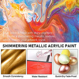 ABEIER Metallic Acrylic Paint, Set of 24 Metallic Colors in 2oz/60ml Bottle, Rich Pigments, Non Fading, Non Toxic Paints for Artist, Beginners & Kids Painting on Rocks Crafts Canvas Wood, Fabric&Stone