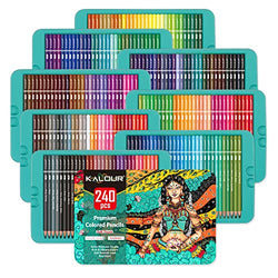 Kalour Professional Colored Pencils,Set of 240 Colors,Artists Soft Core with Vibrant Color,Ideal for Drawing Sketching Shading,Coloring Pencils for Adults Artists Beginners