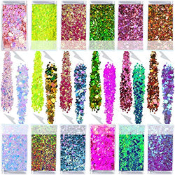 Glitter Wenida 12 Color 140g Holographic Iridescent Chameleon Festival Sequins Craft Chunky Glitter for Arts Face Hair Body Nail