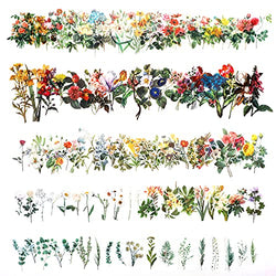 230 Pieces Flower Plant Stickers Vintage Floral Stickers Watercolor Plant Stickers Waterproof Decals Adhesive Aesthetic Trendy Stickers for Scrapbook Laptop Album DIY Craft Daily Planner
