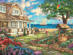 LANDFAIR Diamond Painting Kits - 15x20 inch Round Full Drill Sea Garden Cottage Diamond Art Kits for Adults