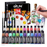 COLORFUL Glass Paint Kit with 6 Brushes, 1 Palette & 1 Sponge - Gallery 26 Colors (30ml/Bottle & Special Gold Silver) Decoart Permanent Acrylic Painting Set for Jars, Wine Glasses