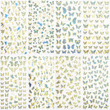 Firstaste 8 Sheets Butterfly Nail Stickers Luxury Nail Art Decals 3D Gold Blue Self-Adhesive Stickers Butterflies Nail DIY Manicure Decorations Accessories