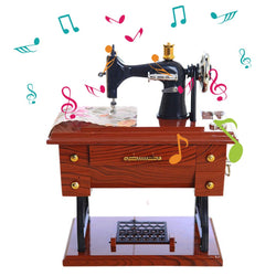 Aimik Sewing Music Box, Vintage Music Box Mini Sewing Machine Style Mechanical Birthday Gift Table Decor