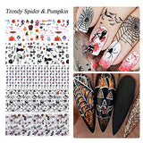 Nail Foil Transfer Stickers, 10 Rolls Halloween Nail Stickers Pumpkin Spider Skull Ghost Witch Nail Decals Wraps DIY Nail Art Decorations