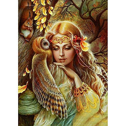 MXJSUA DIY 5D Diamond Painting by Number Kits Full Drill Rhinestone Pictures Arts Craft Home Wall Decor 12x16In Owl Squirrel Girl