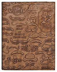 Leather Journal for Men - Grow Your Mustache Notebook Diary - Five Minute Journal for Travelers, Music Lovers & Professional