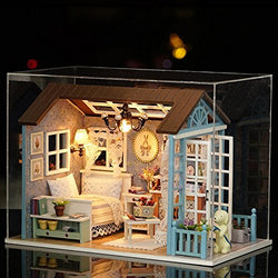 Flever Dollhouse Miniature DIY House Kit Creative Room with Furniture for Romantic Gift (Forest Time Plus Dust Proof Cover)