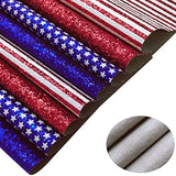 Sunmelyn American Flag Printed 4th of July Patriotic Fabric Sheets and Independence Day Stars and Stripes Pattern Chunky Glitter Faux Leather Sheets Bundle