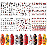12 Sheets Halloween Nail Decals Stickers Self-Adhesive Nail Stickers Tips Witch Pumpkin Ghost Spider Nail Sticker Designs with Tweezer for Halloween Party Supplies Nails Decorations