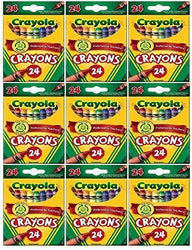 Crayola 24 Count Box of Crayons Non-Toxic Color Coloring School Supplies (9 Packs) by Crayola