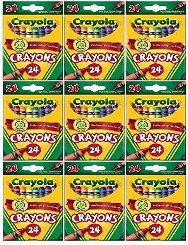Crayola 24 Count Box of Crayons Non-Toxic Color Coloring School Supplies (9 Packs) by Crayola