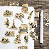 Small Size Laptop Stickers, 46pcs Doraking Boxed DIY Decoration Vintage Style Stickers for Laptop Planners Scrapbook Suitcase Diary Notebooks Album (Forest Signet)