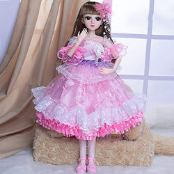 JLIMN 24 Inch BJD Doll with Music 20 Ball Jointed Dolls DIY Toys Best Gift with Clothes Outfit Shoes Wig Hair Makeup,J