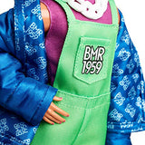 Barbie BMR1959 Ken Fully Poseable Fashion Doll with Neon Hair, in Neon Overalls and Puffer Jacket, with Accessories and Doll Stand