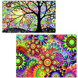 5D DIY Diamond Painting by Number Kits Full Drill Cross Stitch Rhinestone Embroidery Paint for Kaleidoscope Mandala(16X12inch) Colorful Dream Tree(12X8inch)
