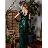 Women 1920s Gatsby Flapper Dresses Sequin Mermaid Formal Long Plus Size Evening Gown Dress… (Green, M)