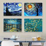 4 Packs 5D DIY Diamond Painting Set Full Drill Diamond Painting Starry Night Wall Stickers for Living Room(40X30CM/16X12inch)