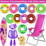ZITA ELEMENT 44 Pcs 11.5 Inch Girl Doll Bikini Swimwear Swimsuits Clothes Bathing Suits Outfits with Accessories Shoes Swimming Ring Glasses Diving Suit Skateboard Beach Chair and Travel Sets