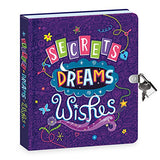 Peaceable Kingdom Secrets, Dreams and Wishes Glow in the Dark 6.25" Lock and Key, Lined Page Diary for Kids