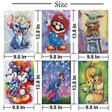 6 Pack 5D DIY Diamond Painting for Adults, Full Drill Round Crystal Rhinestone Diamond Painting Craft Art Kits for Adults Kids Gifts Home Wall Decor 9.8×13.7 Inch - Cartoon
