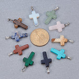 Pandahall Elite 50 PCS 10-Color Stone Cross Gemstone Pendants for Necklace Jewelry Making