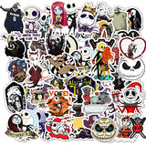 Nightmare Before Christmas Stickers, Halloween Theme Stickers 50 Pcs, Cute Vinyl Waterproof Stickers Decal for Laptop, Water Bottles, Notebooks, Skateboard and Guitar