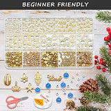 926 Pcs Yeegfey Clay Beads for Bracelet Making kit, 4-12mm White Pearl Bracelet Kit 50 Pcs Gold Pendants Kit Constellation Pendant Kit with Elastic Strings Jewelry Making Kit Beads Necklace Making Kit