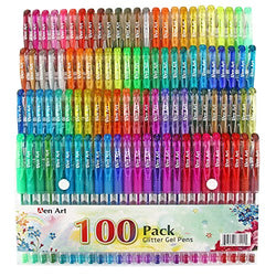 Glitter Gel Pen, 100 Neon Glitter Gel Pens Art Marker for Adult Coloring Books Bullet Journal