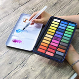 Stationery Island Creative Collection Watercolor Paint Set – 36 Full Pan Colors + 1 Aqua Brush + 1 Paintbrush + Mixing Palette in A Tin Case. Lightweight & Portable Art Set