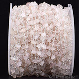 Wholesale One Foot Beautiful Rose Quartz Nugget Chip Beads Rosary Chain With Silver Plated Wire