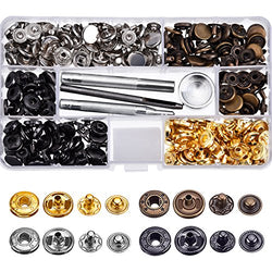 Hotop 80 Set Snap Fasteners Snaps Button Press Studs with 4 Pieces Fixing Tools, 12.5 mm in