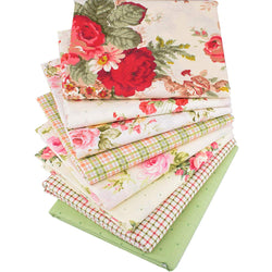 Hanjunzhao Vintage Rose Floral Plaid Fat Quarters Fabric Bundles for Quilting Sewing Crafting,18 x 22 inches