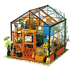 Hands Craft DIY Miniature Dollhouse Kit | 3D Model Craft Kit | Pre Cut Pieces | LED Lights | 1:24 Scale | Adult Teen | Cathy's Flower House, 231 pcs.