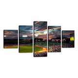 5 Piece Canvas Wall Art Modern Fenway Park Painting Landscape Artwork Sports Game Picture Print for Living Room Office Home Decor House Warming Present Stretched Framed Ready to Hang (60"Wx32"H)