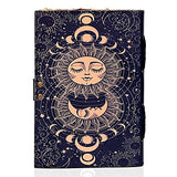 Sun & Moon Printed Journal, Handmade Deckle Edge Old Lined Journal, Sun moon Journal, Leather Sketchbook, Leather Notebook, Leather Journal for Men, Leather Journal for Women, Drawing Journal (9 x 6 Inch, - Sun & Moon)