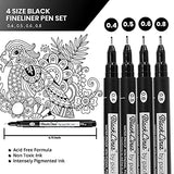 Pacific Arc Blackliner Black Fineliner Pens, Set of 4 Differently Sized Broad Drawing Pens for Artists, Sketching Pens, Journaling Pens, Hand Lettering Pens, and Calligraphy Pens