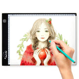 Ultra Thin LED Light Box for Tracing and Drawing, Portable A4 Lightbox for Kids and Adult with Adjustable Brightness and Ruler, USB Powered Projector Kit for Arts and Crafts, Free 10 Tracer Paper