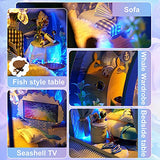 GuDoQi DIY Miniature Dollhouse Kit, Miniature House Kit 1:24 Scale,Tiny House kit with Furniture, Great Handmade Crafts Gift for Valentine's Day, Sweet Home of Mermaid Princess