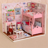 UTTHB Miniature Dollhouse Kit Kitten Diary Doll House Hand-Assembled DIY Toys Cats Children Light Cover Miniature Exquisite DIY House Kits (Color : Pink, Size : One Size)