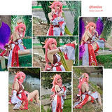 NSPSTT Yae Miko Cosplay Costume Miko Costume Women Kimono Yae Cosplay Outfit, X-Large