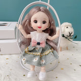 New 6.3 Inch Doll 13 Joint Cute Doll 3D Brown Eye Dress Up Fashion Baby with Clothes Shoes Children's Toy Girl Gift