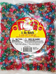Darice Glitter Pony Bead, 9mm 1-Pound Bag, Assorted Colors (0726-32)