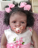Reborn Todder Dolls Girl 28inch Realistic Look Black Reborn Baby African American Weighted Silicone Babies Lifelike Doll Toys for Children Gifts Age3+