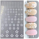 Flower Nail Art Stickers Decals 4 Sheets White Cherry Blossoms Nail Art Supplies 3D Self-Adhesive Nail Decorations Accessories DIY Acrylic Nail Art Applique (White)