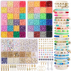 QUEFE 10680pcs, 48 Colors Clay Beads for Jewelry Making Kit, Charm Bracelet Making Kit for Girls 8-12, Polymer Heishi Beads for Preppy, Crafts Gifts