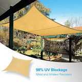 Amagenix Rectangle Sun Shade Sail Canopy, 185 GSM Permeable Shade Cloth, 12'X16' UV Block Awning for Patio Outdoor Backyard Garden, Sand
