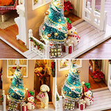 Dollhouse Miniature with Furniture, DIY Wooden Doll House Kit Plus LED and Music Movement, 1:24 Scale Creative Room Idea Best Gift for Children Friend Lover （Holiday time ）