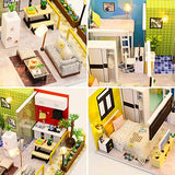 Spilay DIY Miniature Dollhouse Wooden Furniture Kit,Handmade Mini Modern Model Plus with Dust Cover & Music Box ,1:24 Scale Creative Doll House Toys for Children Lover Gift (Simple Life)